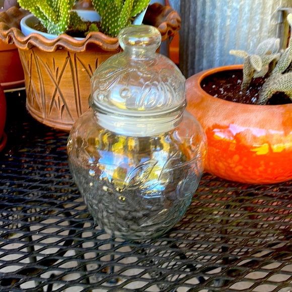 Other Vintage Glass Canister Jar Clear With Cherry Design Poshmark